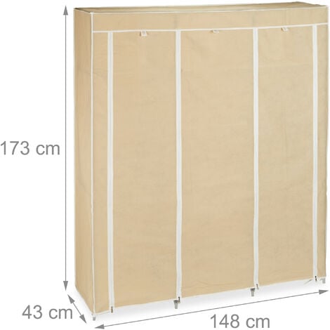 Relaxdays – Armario/ropero plegable hecho de tubos de acero y recubrimiento  de tela con medidas 173 x 148 x 42,5 cm 2 tubos para colgar ropa y 9  estantes, color antracita