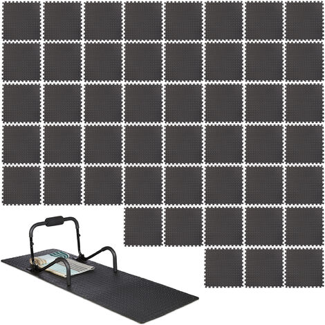 Esterilla Puzzle para Suelos de Gimnasio y Fitness, Negro, Protección de  Goma Espuma, tatami puzzle Expandible 48 uds 60x60