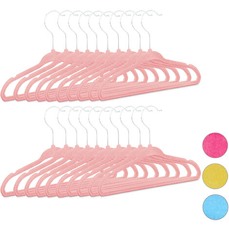 HOUÍSM Perchas de terciopelo rosa para bebé, paquete de 60 perchas  antideslizantes para ropa infantil + 10 clips de dedo + 8 divisores de  armario de