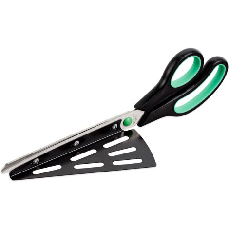 Relaxdays Tijeras Cortapizzas con Pala, Acero Inoxidable, Negro y Verde, 8 x 8 x 27 cm (1/5)