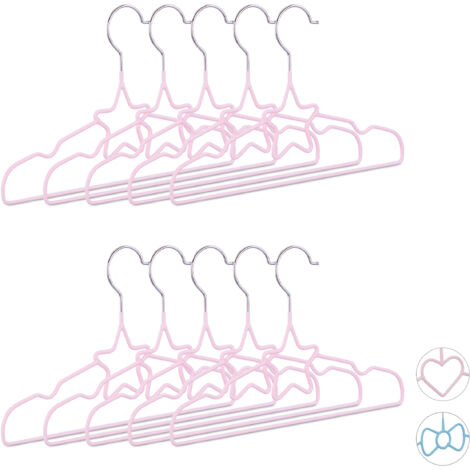 40 Perchas Bebé, Diseño Forma de Estrella, Cabides de Alambre para Niñas, Colgadores Infantiles, PVC, Metal, 30 cm, Rosa (1/5)