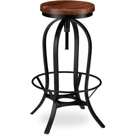  YERT Taburete de bar de cocina con asiento ergonómico de madera  maciza, taburete alto de pub de 18/26/30 pulgadas, silla de ocio de metal  negro : Hogar y Cocina