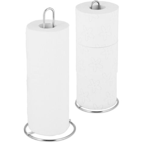Portarrollos de papel higiénico con estante Portarrollos de papel higiénico  de pie con dispensador de papel higiénico de metal Soporte de papel  higiénico resistente Estante de almacenamiento para