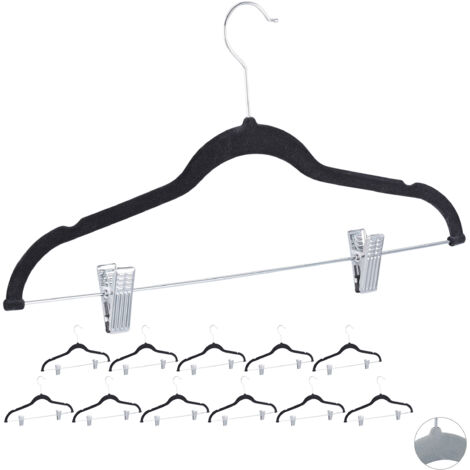 Relaxdays Pack de 36 Perchas Ropa con Pinzas y Giro de 360º, Metal, Negro, 43 cm