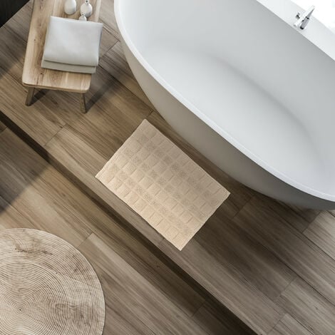 Set 2 alfombras de baño antideslizante lavable beige 80x50/40x40