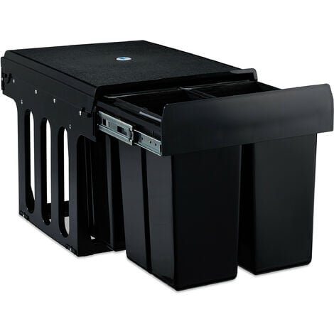 Jago - Papelera de cocina - 3 compartimentos - Acero inoxidable - Cubo de  basura - Sistema de separación de residuos - 24L - 47 x 30 x 41 cm 