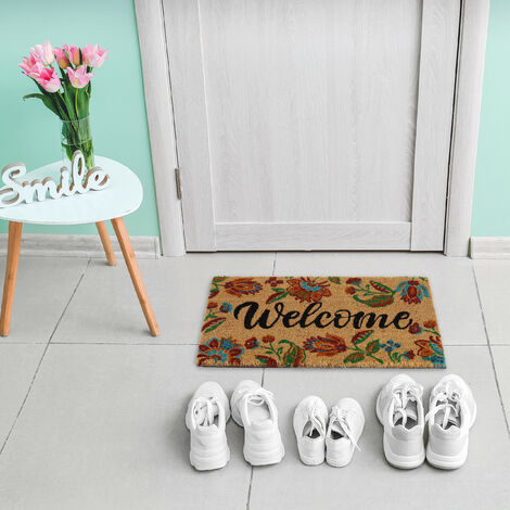 Felpudo Coco Entrada Casa 40x60 Grande Welcome Lineas