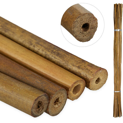 Relaxdays Cañas Bambú, Set 40 Uds.,120 cm, Soporte para Plantas, 10-12 mm Ø, Jardín y Decoración, Palos Madera, Natural