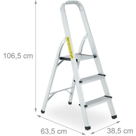 Escalera Domestica Plegable De Aluminio 3 Peldaños