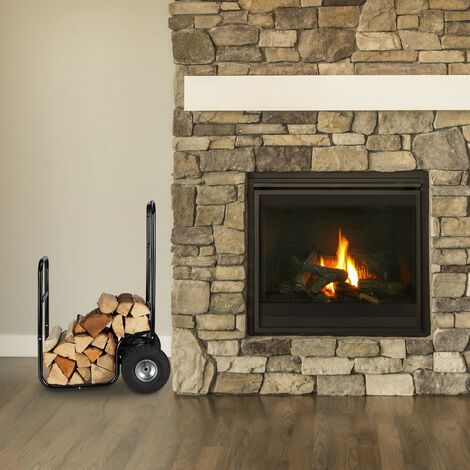 Carro Para Leña Con Ruedas Relaxdays - Acero, Capacidad 60 Kg, Medidas 107x53x69 Cm, Para Transportar Y Almacenar Troncos En Interior O Exterior