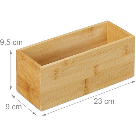 Caja Organizadora De Bambú - 9.5x18x9cm - Sin Tapa (Natural)