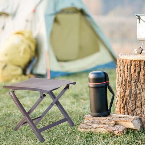 Relaxdays Taburete Plegable para Camping, Tela y Aluminio, Beige, 41x48x41  cm