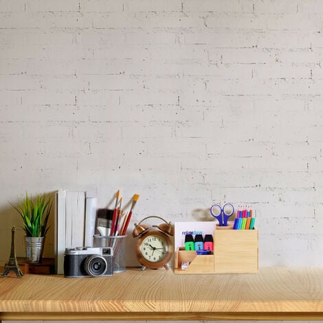 Organizador escritorio bambú Organizador bolis lápices con cajón oficina  madera
