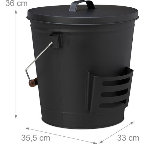Cubo De Cenizas De Metal 12 Litros – Incluye Pala Y Cepillo – Para Chimenea, Estufa O Carbón – EYESOME