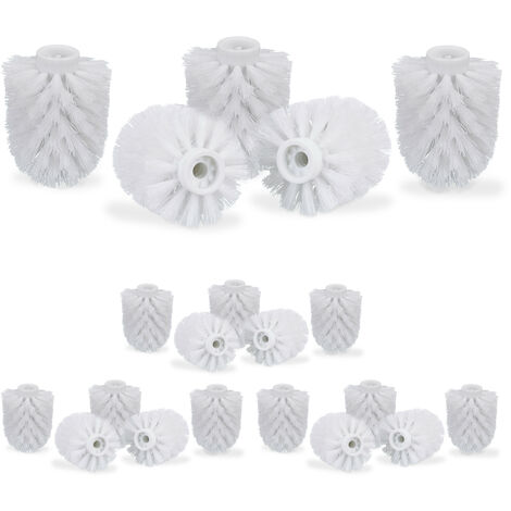 Juego 20 Cepillos de Recambio Escobilla de Baño, Plastico, Rosca de 9,5 mm y Diámetro de 7 cm, Blanco