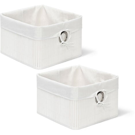 Cajas almacenaje blancas 2 cestas cuarto de baño Cajones de tela para  estantería 4052025470210