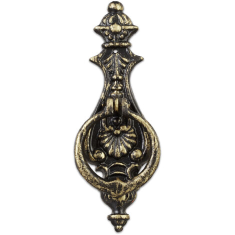 3 Llamadores Puerta Entrada, Aldaba Antigua, Exterior, Vintage, Hierro Fundido, 24x8,5x3 cm, Negro-Bronce (1/5)