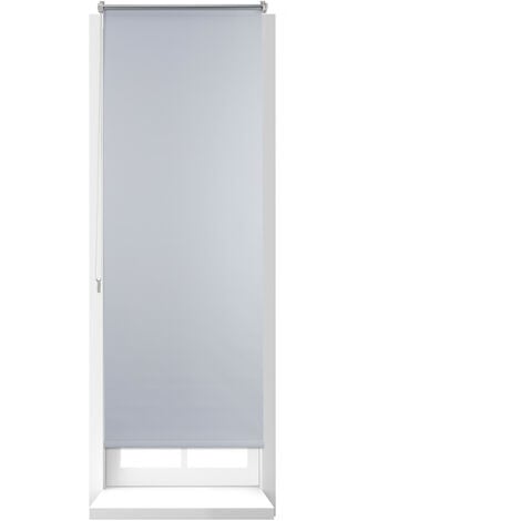 1 Estor Opaco Enrollable sin Taladrar, Tela y Aluminio, Protección Térmica,  60 x 160 cm, Blanco