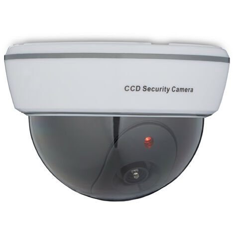 Relaxdays Cámara Seguridad Falsa, LED Intermitente, Exterior, Prevención de Robos, Videovigilancia Mentira, Blanco