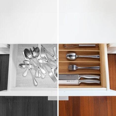 Relaxdays Cubertero Cajón Bambú, Organizador Cubiertos, Separador