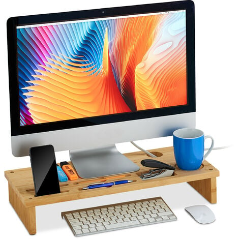 Soporte de sobremesa para la pantalla del ordenador. Monitor para PC,  diseño minimalista y ergonómico, fabricado en madera certificada. Regalo