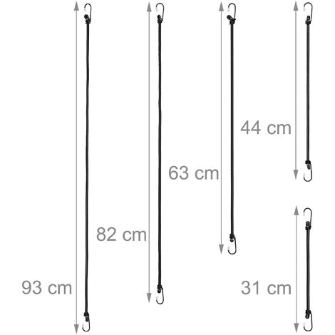 Relaxdays Pulpos Elásticos con Ganchos para Equipaje, Set de 24, Tensores  Bicicleta, 5 Tamaños, Cuerdas Sujeción