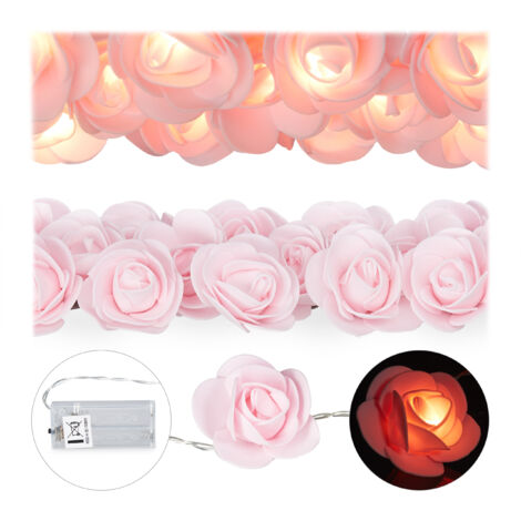 10 Guirnaldas de flores LED, 20 luces LED, Iluminación de bodas, Rosa (1/5)