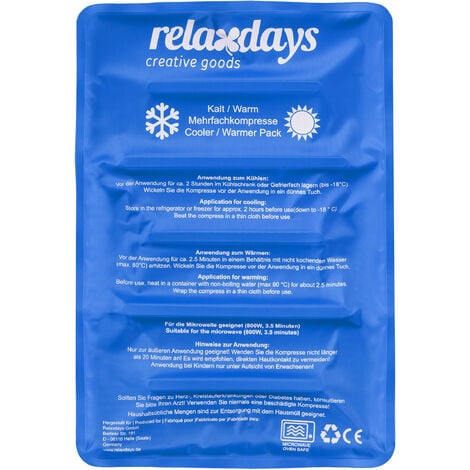 Relaxdays Bolsa Gel Frío, Compresa Frío-Calor, 25 x 36 cm, Primeros  Auxilios, Bolsita Refrigerante Reutilizable, Azul