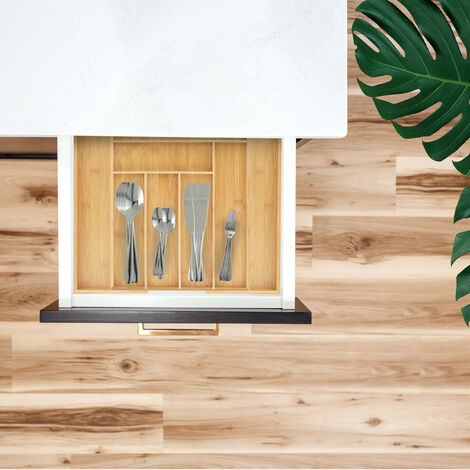 Relaxdays Cubertero, Bambú, Extensible, Separador, Bandeja Cubiertos para  cajón, 6,5x57,5x43 cm, marrón Natural : : Hogar y cocina