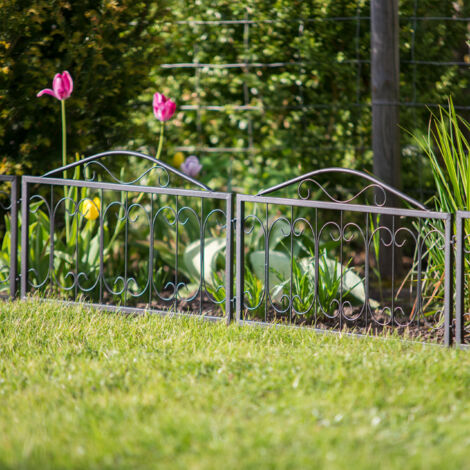 Set De 60 Vallas Decorativas Para Jardín - Altura 30 Cm, Largo Total 40 M, Negro, Con Estacas, Resistente A La Intemperie