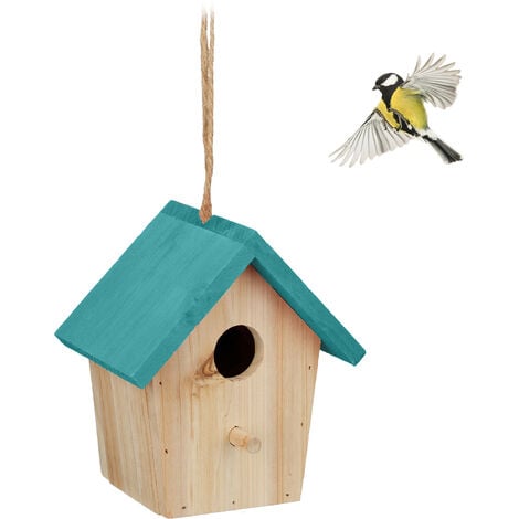 Casa pájaros paja y madera Pajarera corteza Casita pájaros colgante  decorativa 4052025376390