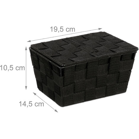 4x Cajas de almacenaje con tapa, Cesta de almacenamiento, PP, 10,5 x 19,5 x