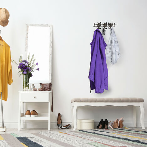 Relaxdays Perchero Pared Caballos, Hierro Fundido, 11 x 36,5 x 3,5