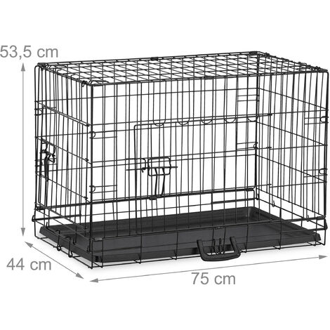 Jaula Perros Con 2 Puertas De Mdf Metal 81x58,5x66 Cm-pawhut.negro