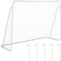 Relaxdays Portería Jardín, Arco de Fútbol para Niños y Adultos, Grande, 153 x 217 x 75 cm, Metal, Resistente, Blanco