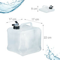Relaxdays Pack 4 Bidones Plegables, Garrafas Agua Ovaladas, Grifo y Asa, de  10 Litros, Plástico sin BPA, Transparente