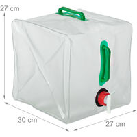 Relaxdays Pack 3 Bidones Plegables 20L, Garrafas Agua Grifo, 2 Asas, Apto  para Alimentos, Plástico sin BPA, Transparente