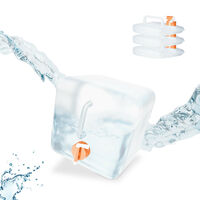 Relaxdays Pack 4 Bidones Plegables, Garrafas Agua Cuadradas, Grifo y Asa,  de 5 Litros, sin BPA