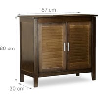 Relaxdays Mueble del lavabo LAMELL, bambú, mueble de baño, marrón oscuro, aprox. 60 x 67 x 30 cm