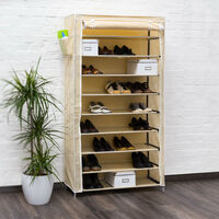color beige Zapatero VALENTIN hecho de estructuras de acero y cubierta de tela con medidas 161 x 88 x 30 cm hasta 10 pisos sin la funda Relaxdays hasta 45 pares de zapatos libre de polvo