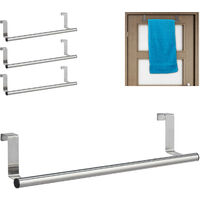 Relaxdays Toallero Puerta, Colgador Trapos Cocina, Barra para Armario Baño,  Acero Inoxidable y Plástico, 1 Ud., Blanco