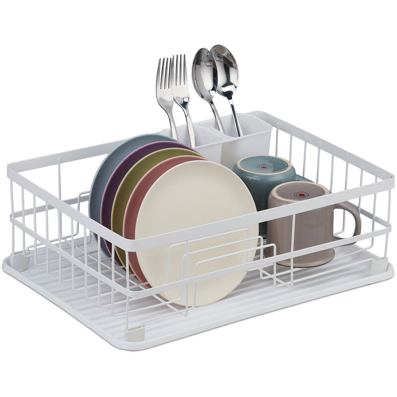 Livingandhome 3 Tier Dish Drainer Rack Draining Board Cutlery Holder with  Tableware Drainer Tray