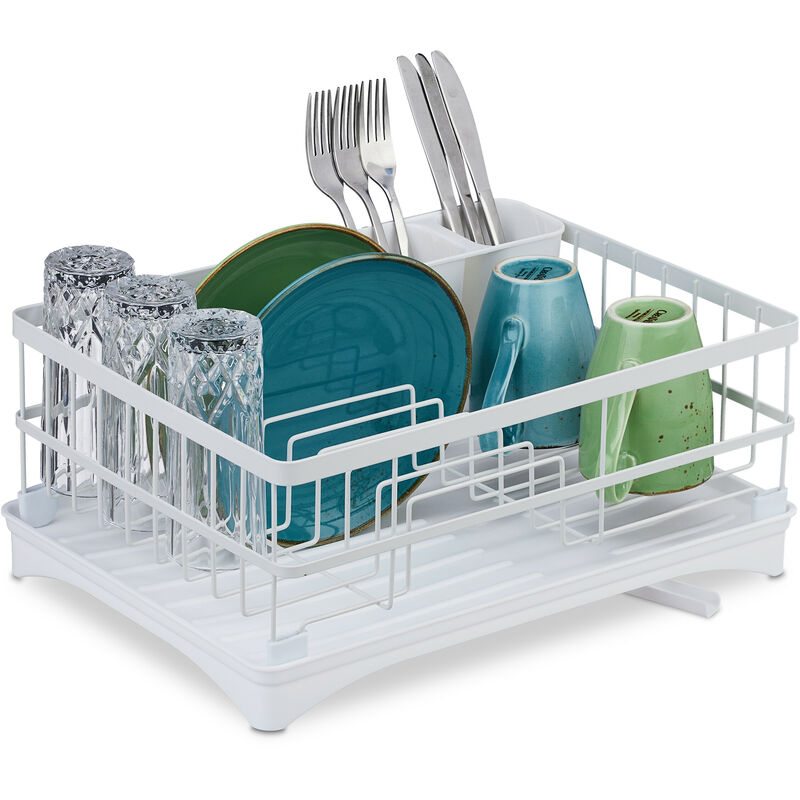 Double 2 Tier Dish Drainer Plates Rack Glass Cutlery Holder Kitchen Drip  Tray CH