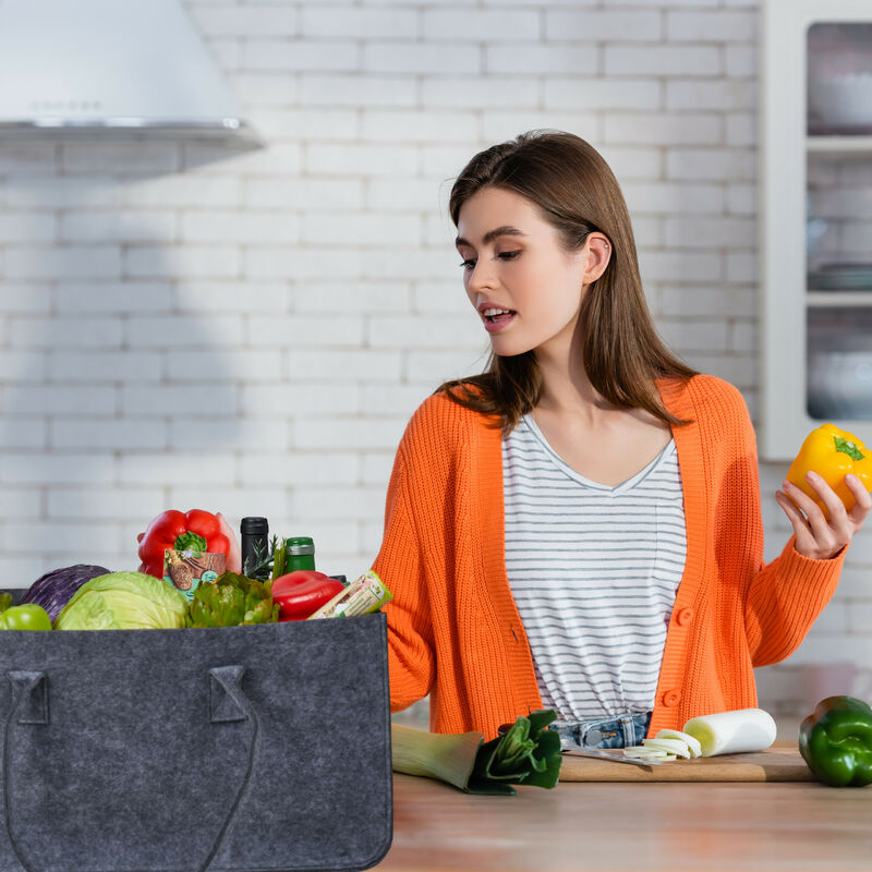 Relaxdays 1 X Felt Firewood Basket, 2 Handles, For Carry - View #12