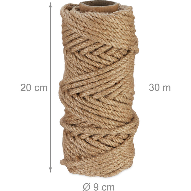 Relaxdays Natural Rope, 2x Set, Jute, Plant, Twine, Handicraft, Garden  Decorations, Hessian Thread, 6mm Thick, 30m Long