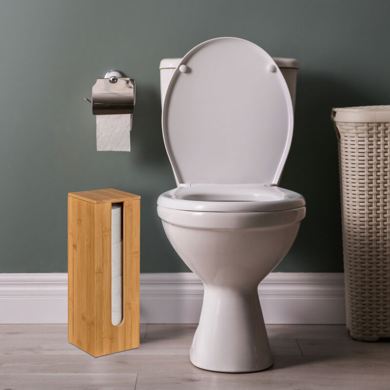Buy Relaxdays Bamboo Toilet Butler, With Paper Holder And Brush Size 82 X 36 21 Cm Roll Holder Natural Brown 1085774305 - View #3