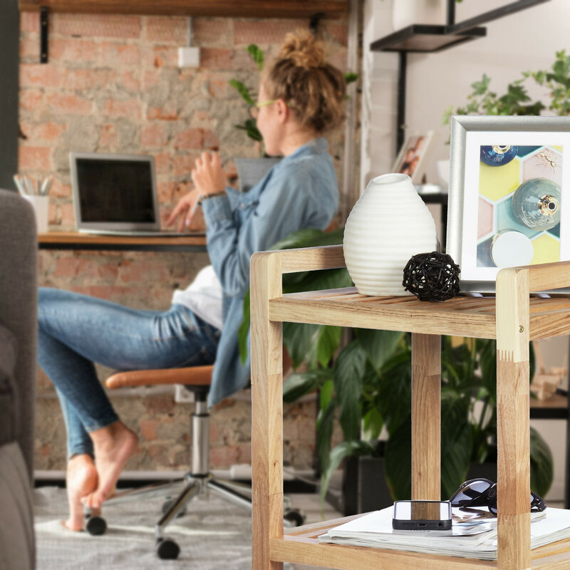 Scaffale Bagno Con Ruote Relaxdays - Legno, 71.5x35x31cm, 3 Ripiani, Mobile E Multifunzionale - Foto 12