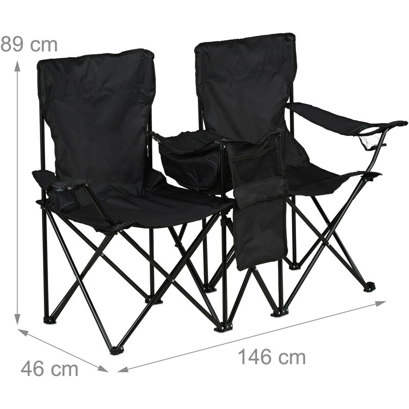 Outdoor Double Camping Chair Folding Loveseat Lawn Chair 2-Person