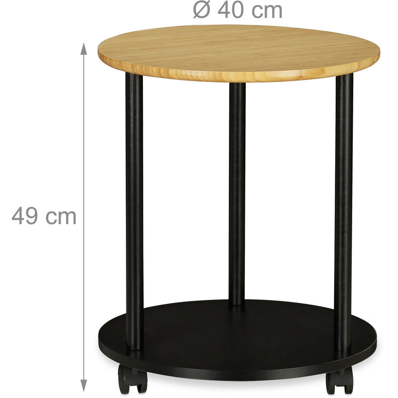 Round Side Table, Modern Accent End Table With Solid Wood Top And High Conical Base, Small Coffee Table For Home, Bedroom, And Living Room, Walnut Brown