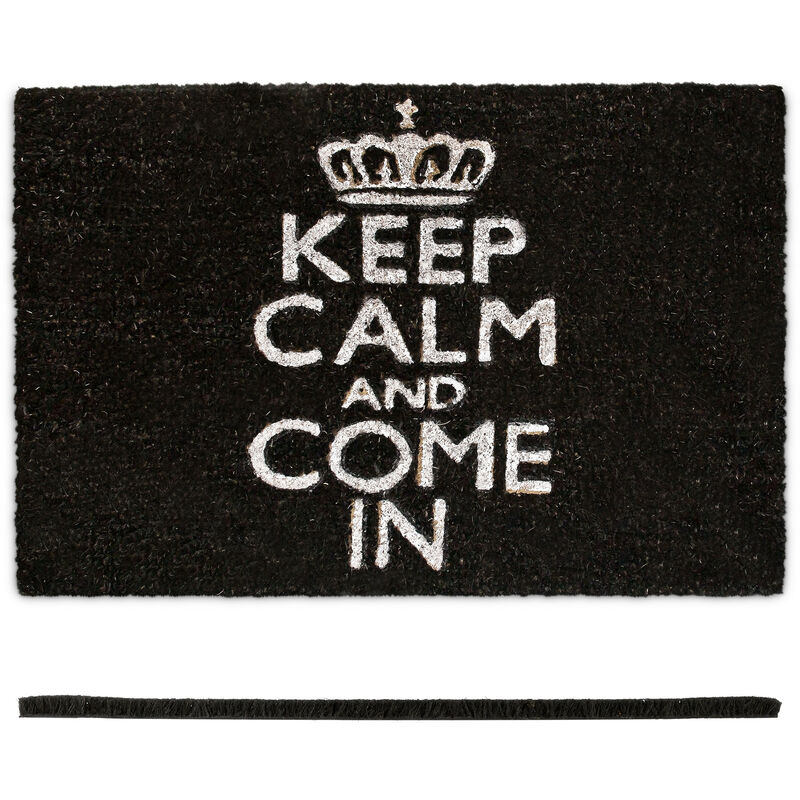 40 x 70 cm Fabric JVL Novelty Keep Calm and Come In Coir PVC Backed Door Mat Red 